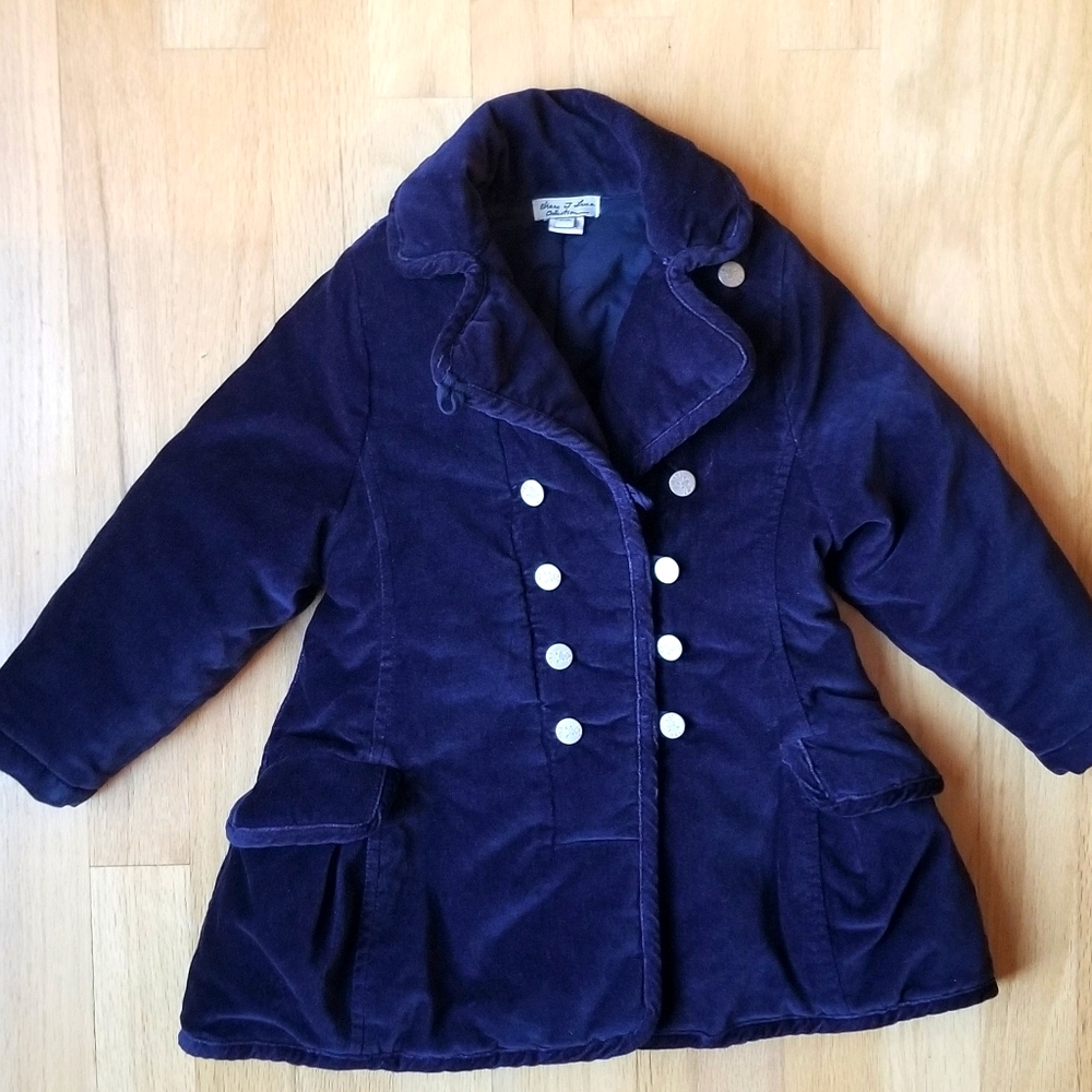 Eliane et Lena Velour Peacoat size 2t